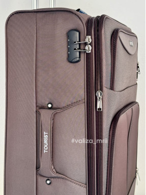 Тканинна валіза Tourist 903 - великий розмір - коричневий