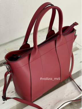 Женская вместительная сумка из натуральной кожи 02653 - темно-красный