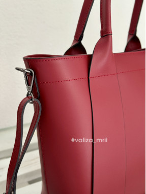 Женская вместительная сумка из натуральной кожи 02653 - темно-красный