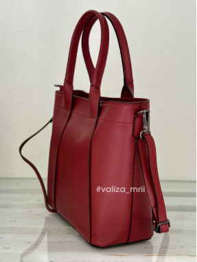 Женская вместительная сумка из натуральной кожи 02653 - темно-красный