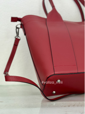 Женская вместительная сумка из натуральной кожи 02653 - темно-красный