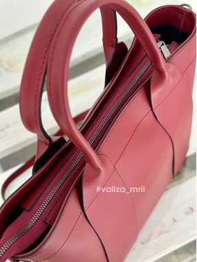 Женская вместительная сумка из натуральной кожи 02653 - темно-красный