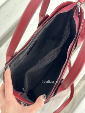 Женская вместительная сумка из натуральной кожи 02653 - темно-красный