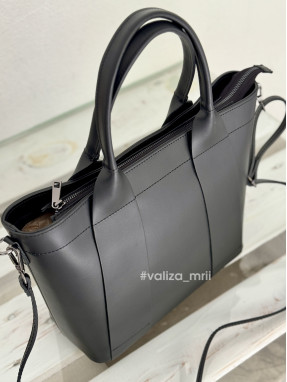 Женская вместительная сумка из натуральной кожи 02653 - черный