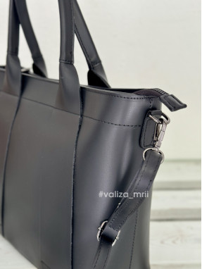 Женская вместительная сумка из натуральной кожи 02653 - черный