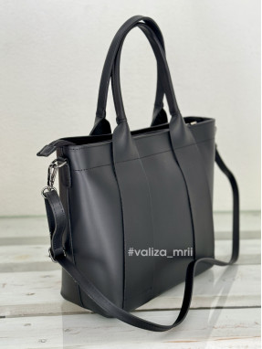 Женская вместительная сумка из натуральной кожи 02653 - черный