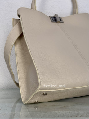 Сумка шоппер з натуральної шкіри 02803 - бежевий