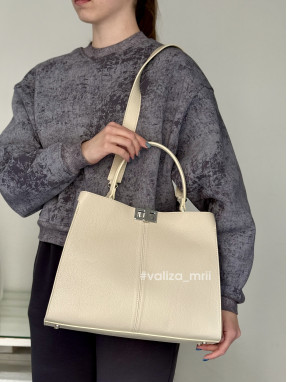 Сумка шоппер з натуральної шкіри 02803 - бежевий