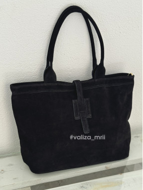 Жіноча сумка-шопер з натуральної замші Virginia Conti 03763 — чорний