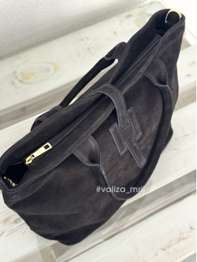 Жіноча сумка-шопер з натуральної замші Virginia Conti 03763 — чорний