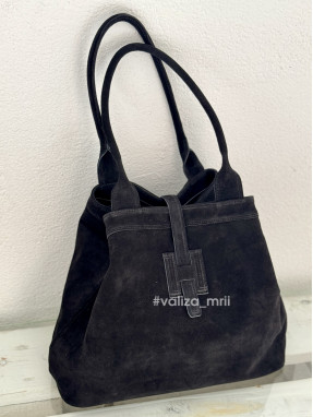 Жіноча сумка-шопер з натуральної замші Virginia Conti 03763 — чорний