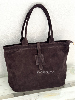 Жіноча сумка-шопер з натуральної замші Virginia Conti 03763 — шоколад