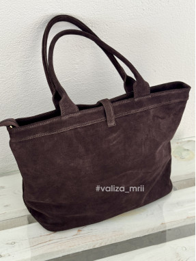 Жіноча сумка-шопер з натуральної замші Virginia Conti 03763 — шоколад