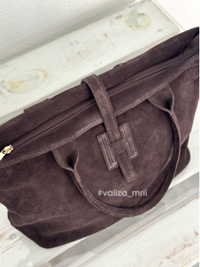 Жіноча сумка-шопер з натуральної замші Virginia Conti 03763 — шоколад