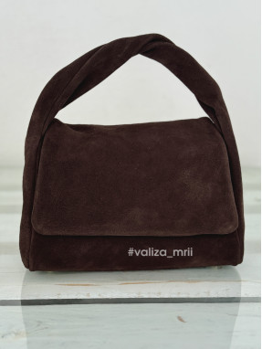 Сумка хобо из натуральной замши Италия - 03812 - шоколад
