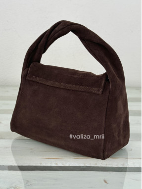 Сумка хобо из натуральной замши Италия - 03812 - шоколад