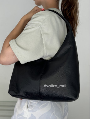 Сумка хобо кожаная Италия - 03818 - черный