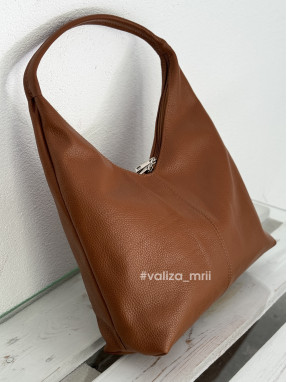 Сумка хобо шкіряна Італія - 03818 - темно-рудий