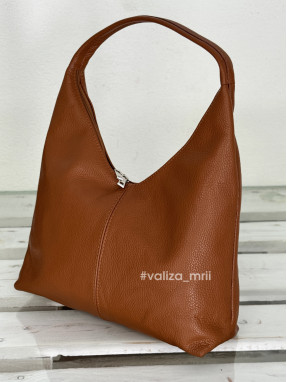 Сумка хобо шкіряна Італія - 03818 - темно-рудий