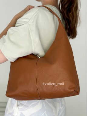 Сумка хобо шкіряна Італія - 03818 - темно-рудий