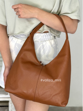 Сумка хобо шкіряна Італія - 03818 - темно-рудий