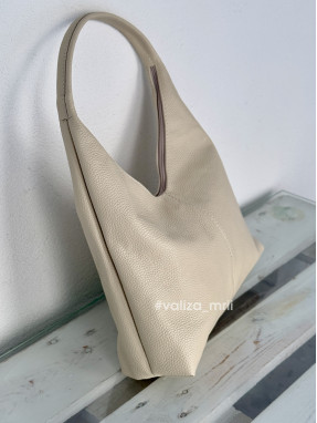 Сумка хобо шкіряна Італія - 03818 - бежевий