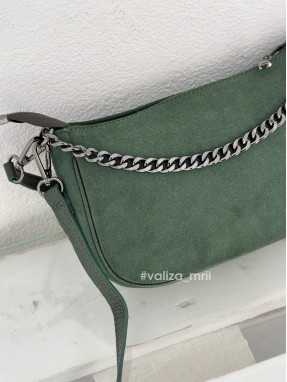 Сумка-багет з натуральної замші Італія 03827 - зелений