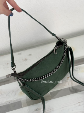 Сумка-багет з натуральної замші Італія 03827 - зелений