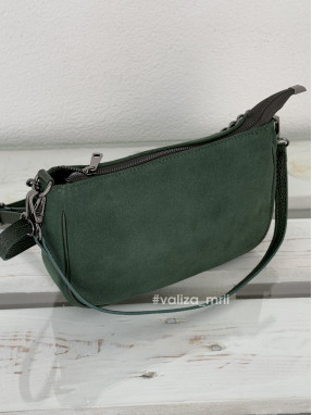 Сумка-багет з натуральної замші Італія 03827 - зелений