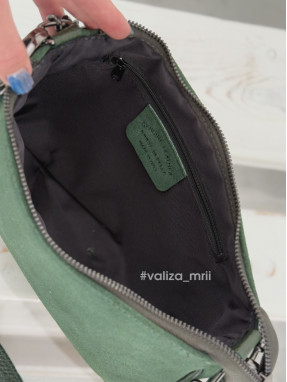Сумка-багет з натуральної замші Італія 03827 - зелений