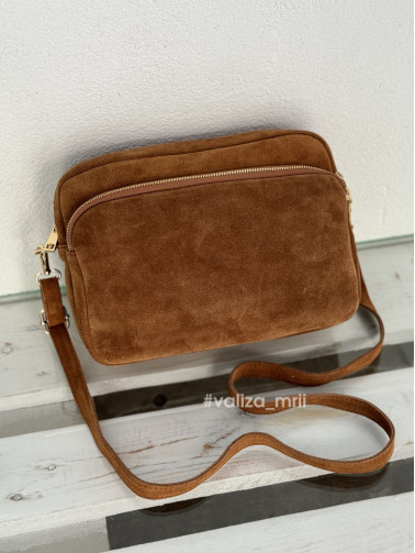 Сумка крос-боді з натуральної замші 03832 - темно-рудий
