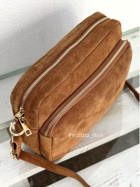 Сумка крос-боді з натуральної замші 03832 - темно-рудий