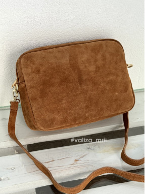 Сумка крос-боді з натуральної замші 03832 - темно-рудий