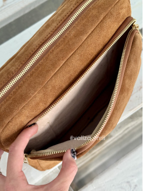 Сумка крос-боді з натуральної замші 03832 - темно-рудий