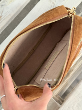 Сумка крос-боді з натуральної замші 03832 - темно-рудий