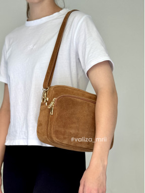 Сумка крос-боді з натуральної замші 03832 - темно-рудий