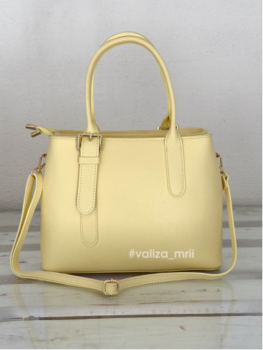 Сумка з натуральної шкіри Італія - 03906 - світло-жовтий