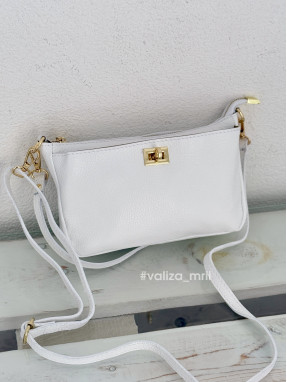 Сумка крос-боді шкіряна Італія - 04001 - білий