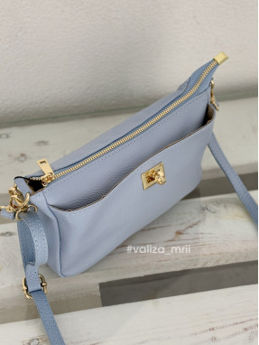 Сумка крос-боді шкіряна Італія - 04001 - блакитний