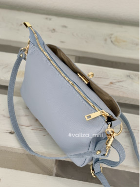 Сумка крос-боді шкіряна Італія - 04001 - блакитний