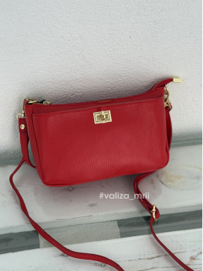 Сумка крос-боді шкіряна Італія - 04001 - червоний