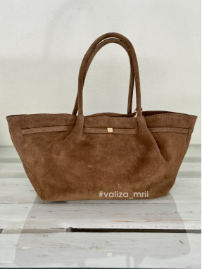 Жіноча сумка-шопер з натуральної замші Virginia Conti 04014 — темний тауп