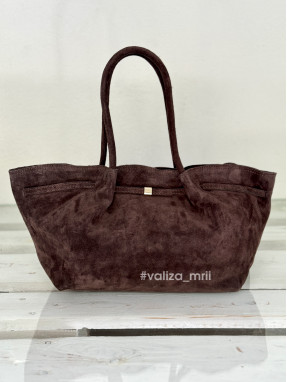 Жіноча сумка-шопер з натуральної замші Virginia Conti 04014 — шоколад