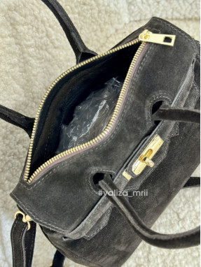 Сумка вмістка натуральна замша Італія 04026 - чорний