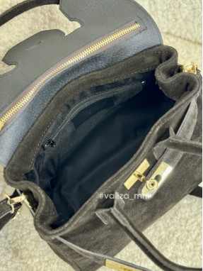 Сумка вмістка натуральна замша Італія 04026 - чорний