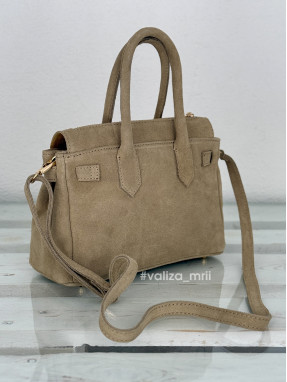 Сумка вмістка натуральна замша Італія 04026 - світлий тауп