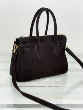 Сумка вмістка натуральна замша Італія 04026 - чорний