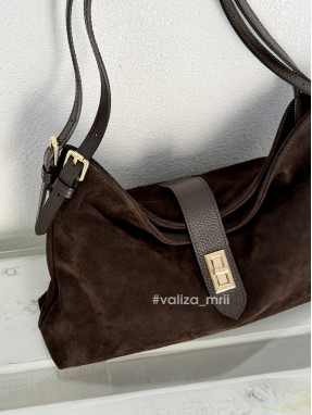 Сумка з натуральної замші Італія - 04034 - шоколад