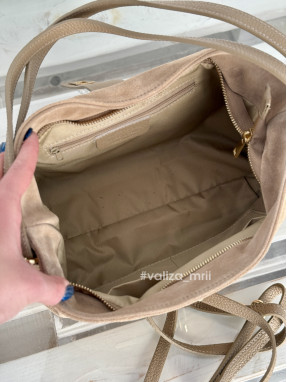 Сумка з натуральної замші Італія - 04034 - світлий тауп