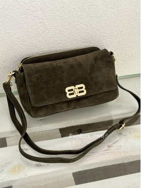 Сумка крос-боді з натуральної замші Італія 04042 - хакі